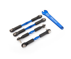 Traxxas 3741A - Turnbuckles, aluminum (blue-anodized), camber links, front, 39mm (2) camber links, rear, 49mm (2) (assembled with rod ends & hollow balls)/ aluminum 5mm wrench (blue-anodized)
