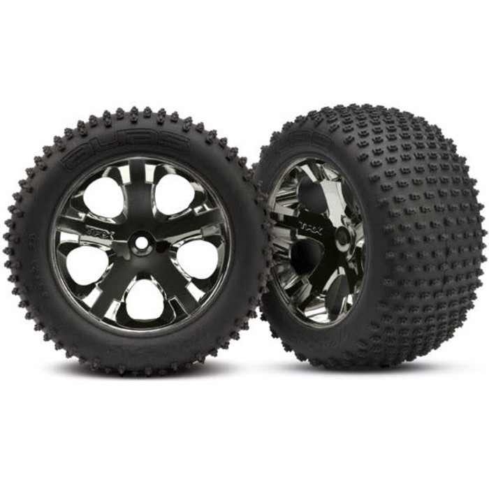 Traxxas 3770A - Tires & wheels, assembled, glued (2.8') (All-Star black chrome wheels, Alias® tires, foam inserts) (rear) (2) (TSM rated)