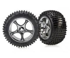 Traxxas 2470R - Tires & wheels, assembled (Tracer 2.2' chrome wheels, Alias® 2.2' tires) (2) (Bandit® rear, soft compound with foam inserts)