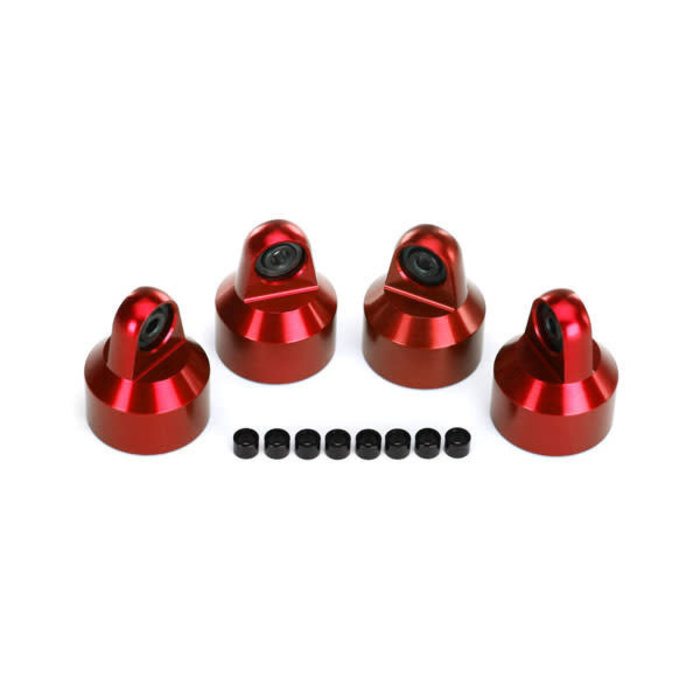 Traxxas 7764R - Shock caps, aluminum (red-anodized), GTX shocks (4)/ spacers (8)