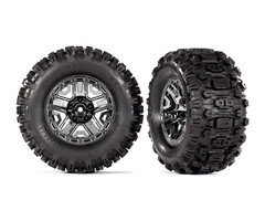 Traxxas 9072 - Tires & wheels, assembled, glued (black chrome 2.8" wheels, Sledgehammer® tires, foam inserts) (2) (TSM® rated)