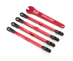 Traxxas 7138X - Toe links, aluminum (red-anodized) (4) (assembled with rod ends and threaded inserts)