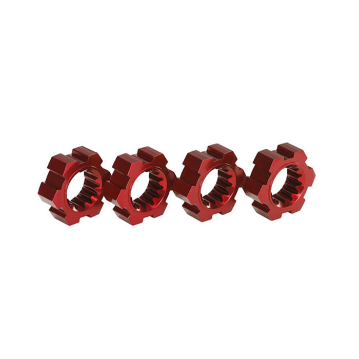 Traxxas 7756R - Wheel hubs, hex, aluminum (red-anodized) (4)