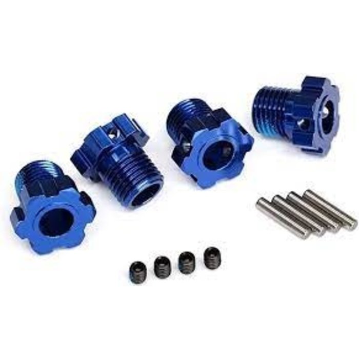 Traxxas 8654 - Wheel hubs, splined, 17mm (blue-anodized) (4)/ 4x5 GS (4), 3x14mm pin (4)