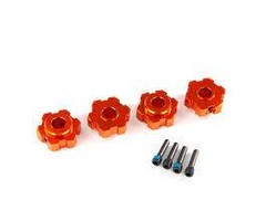 Traxxas 8956T - Wheel hubs, hex, aluminum (orange-anodized) (4)/ 4x13mm screw pins (4)