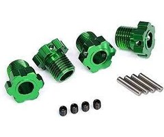Traxxas 8654G - Wheel hubs, splined, 17mm (green-anodized) (4)/ 4x5 GS (4), 3x14mm pin (4)