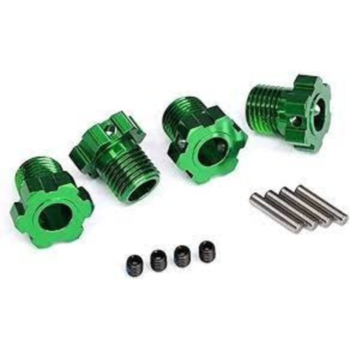 Traxxas 8654G - Wheel hubs, splined, 17mm (green-anodized) (4)/ 4x5 GS (4), 3x14mm pin (4)