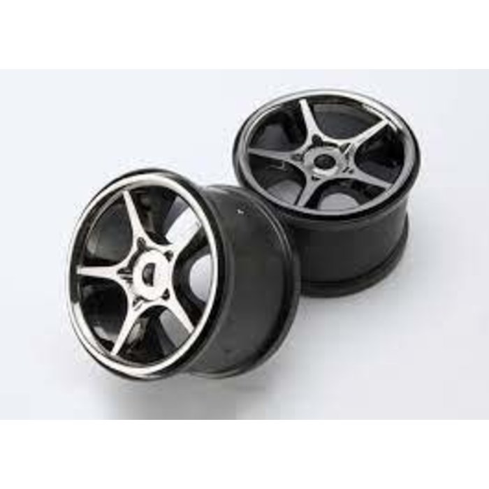 Traxxas 5372X - Wheels, Gemini 3.8" (black chrome) (2) (use with 17mm splined wheel hubs & nuts, part #5353X)