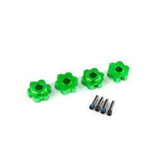Traxxas 8956G - Wheel hubs, hex, aluminum (green-anodized) (4)/ 4x13mm screw pins (4)