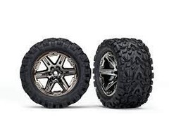 Traxxas 6774X - Tires & wheels, assembled, glued (2.8") (RXT black chrome wheels, Talon Extreme tires, foam inserts) (2WD electric rear) (2) (TSM rated)