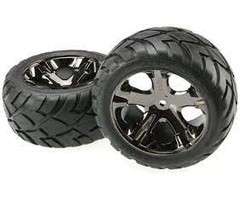 Traxxas 3773A - Tires & Wheels, Assembled, Glued (All Star black chrome wheels, Anaconda® tires, foam inserts) (electric rear) (1 left, 1 right)