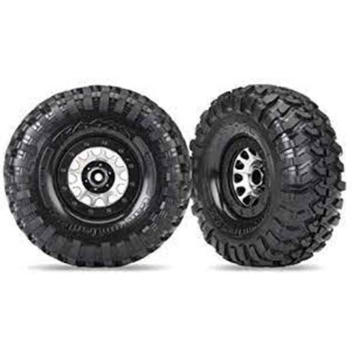 Traxxas 8172 - Tires and wheels, assembled (Method Race Wheels® 105 Beadlock 2.2' black chrome beadlock wheels, Canyon Trail 5.3x2.2' tires, foam inserts) (1 left, 1 right)