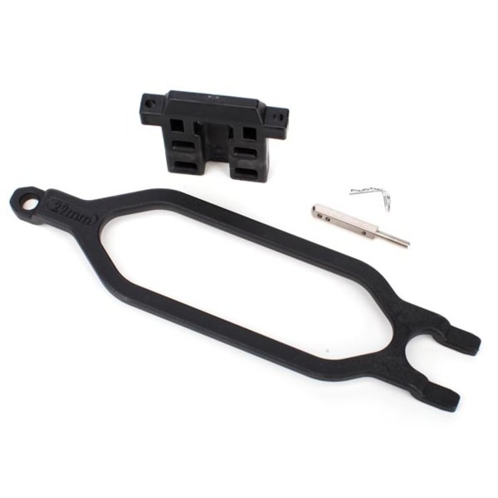 Traxxas 6727X - Hold down, battery/ hold down retainer/ battery post/ angled body clip (allows for installation of taller, multi-cell batteries)