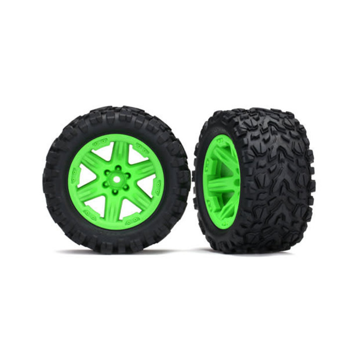 Traxxas 6773G - Tires & wheels, assembled, glued (2.8') (RXT green wheels, Talon EXT tires, foam inserts) (4WD electric front/rear, 2WD electric front only) (2) (TSM rated)