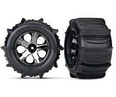 Traxxas 4175 - Tires & wheels, assembled, glued (2.8') (All-Star black chrome wheels, paddle tires, foam inserts) (nitro rear/ 4WD electric front/rear) (2) (TSM rated)