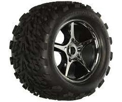 Traxxas 5374X - Tires & wheels, assembled, glued (Gemini black chrome wheels, Talon tires, foam inserts) (2) (use with 17mm splined wheel hubs & nuts, part #5353X) (TSM® rated)