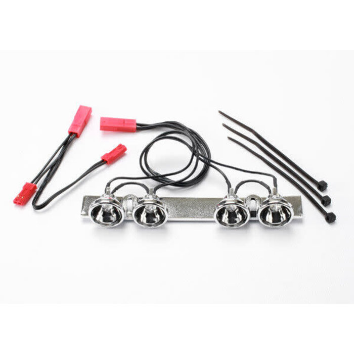Traxxas 5684 - LED Lightbar, (chrome, fits Summit roll cage)/ light harness (4 clear lights)/ harness adapter
