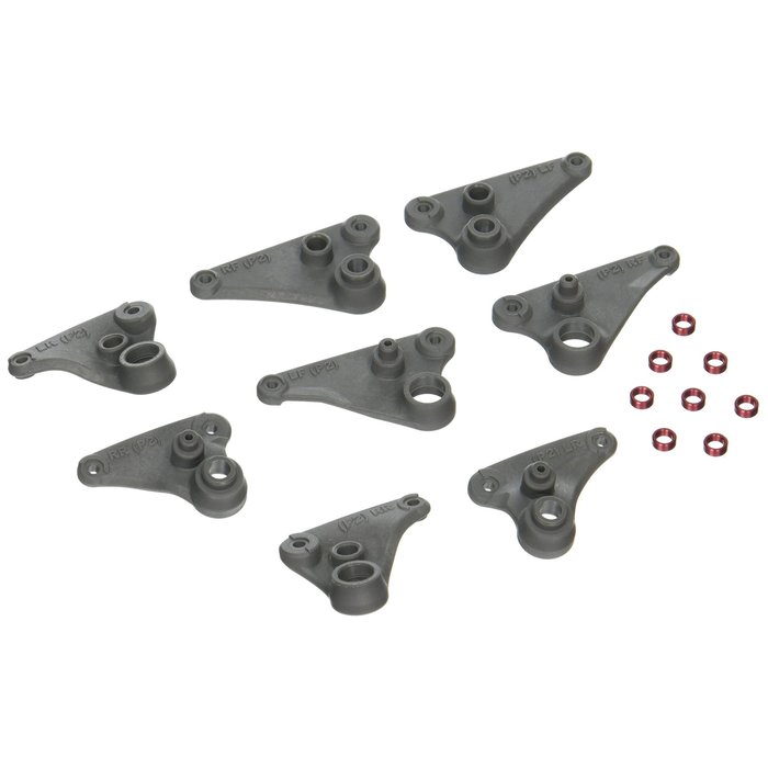 Traxxas 5358 - Rocker arm set, progressive-2 (90-T)/ spacers (red aluminum) (8)
