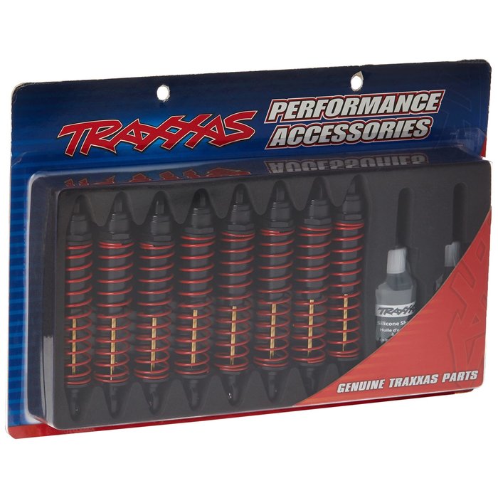 Traxxas 4962 - Big Bore shocks (xx-long) (hard-anodized & PTFE-coated T6 aluminum) (assembled) w/ red springs, TiN shafts (8 pack)