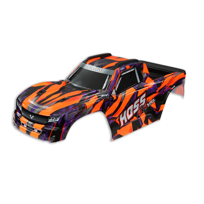 Traxxas 9011A - Body, Hoss® 4X4 VXL, Orange (painted, decals applied) (assembled with front & rear body mounts and rear body support for clipless mounting)