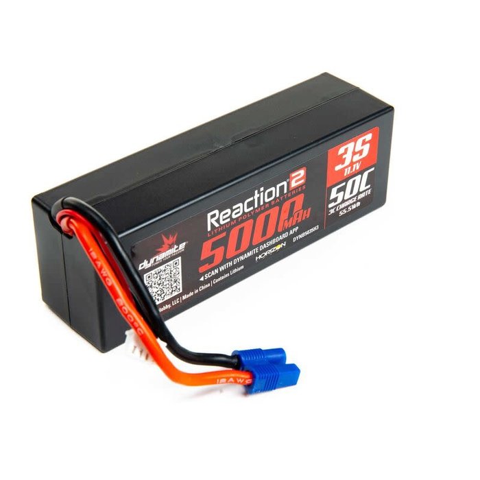 DYNAMITE DYNB5035H3 - Reaction2  11.7V 5000 mAh 3S  50C LiPo BATTERY, EC3