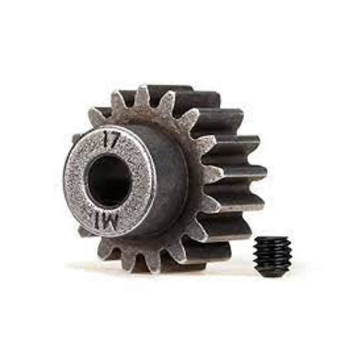 Traxxas 6490X - Gear, 17-T pinion (1.0 metric pitch) (fits 5mm shaft)/ set screw (for use only with steel spur gears)