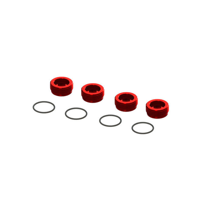 Arrma ARA320467 - Aluminum Front Hub Nut Red (4) inc O-Rings