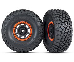 Traxxas 8472 - Tires and wheels, assembled, glued (Desert Racer wheels, black with orange beadlock, BFGoodrich® Baja KR3 tires) (2)