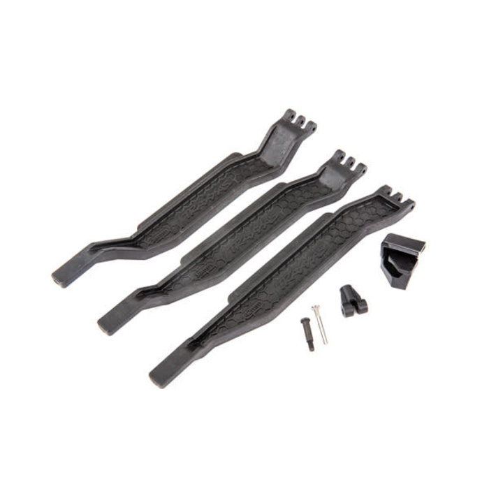 Traxxas 6726X - Battery hold-down (3)/ battery clip/ hold-down post/ screw pin/ pivot post screw (fits #6723R chassis with 162mm long battery compartment)