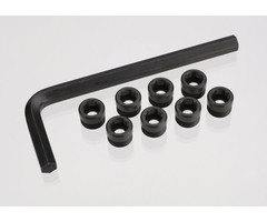 Traxxas 7033X - Aluminum caps, pivot ball (threaded aluminum, hard-anodized, PTFE-coated (8)/ hex wrench, 5mm