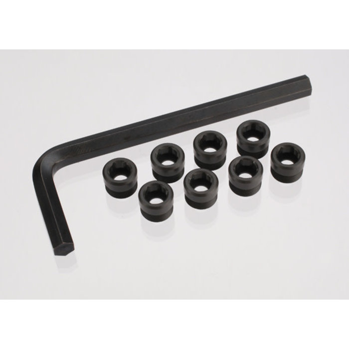Traxxas 7033X - Aluminum caps, pivot ball (threaded aluminum, hard-anodized, PTFE-coated (8)/ hex wrench, 5mm