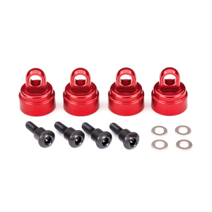 Traxxas 3767X - Shock caps, aluminum (red-anodized) (4) (fits all Ultra Shocks)