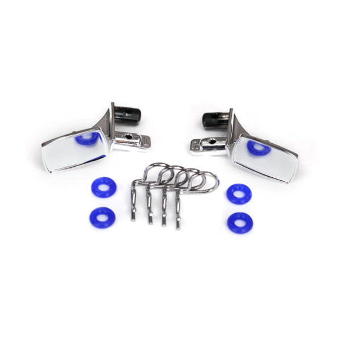 Traxxas 8133 - Mirrors, side, chrome (left & right)/ o-rings (4)/ body clips (4) (fits #8130 series bodies)