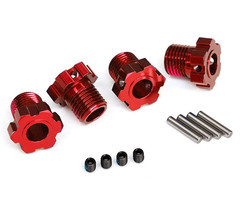 Traxxas 8654R - Wheel hubs, splined, 17mm (red-anodized) (4)/ 4x5 GS (4), 3x14mm pin (4)