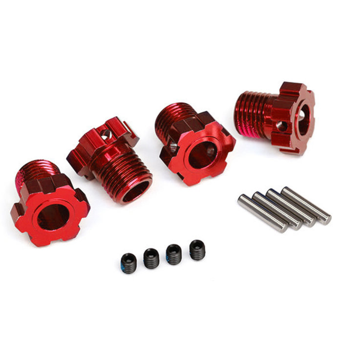 Traxxas 8654R - 17 mm Red Aluminum Splined Wheel Hubs (4)