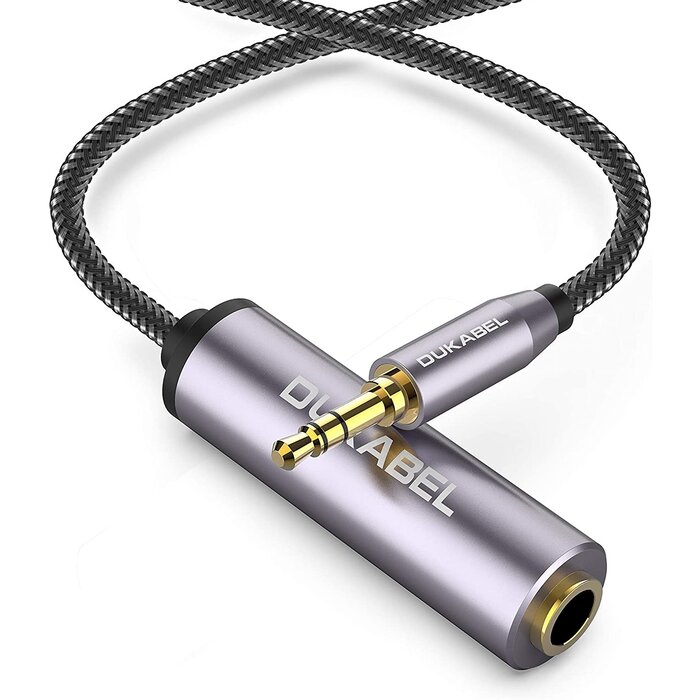 DM35-F635-30 - DUKABEL 1/4 to 3.5mm Adapter, 1/4 Inch Female to 3.5mm Male Headphone Adapter, TopSeries 6.35mm to 3.5mm Mini Stereo Adapter for Headphone, Guiter, Amp etc. - 30CM/12 inch