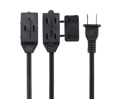 10FT-EXTENSION - Cable Matters - 16 AWG 2 Prong Extension Cord 10 ft, UL Listed (3 Outlet Extension Cord) with Tamper Guard Black