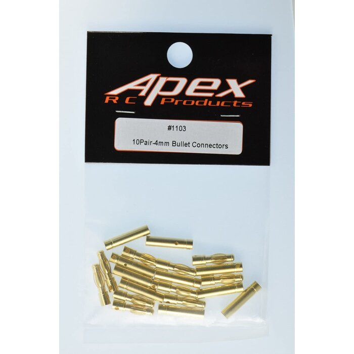 Apex RC Products - 4.0mm Male / Female Gold Plated Bullet Connectors Plugs - 10 Pair #1103