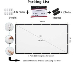 120"PROJ-SCREEN - Mdbebbron 120 inch Projection Screen 16:9 Foldable Anti-Crease Portable Projector Movies Screens for Home Theater Outdoor Indoor Support Double Sided Projection