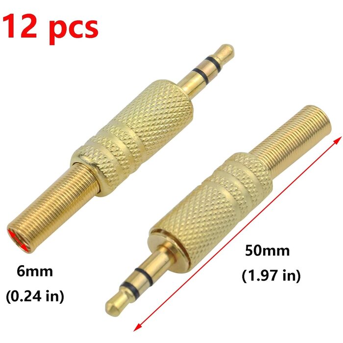 1/8-STEREO - Antrader - 3.5mm 1/8 Stereo Male Plug Audio Cable Connector w/Spring Coax Cable Audio Solder Adapter