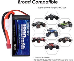 1800MAH-7.4V - URGENEX 2S Lipo Battery 7.4v 1800mah RC Lipo Batteries 13.32Wh 35C with Deans T Plug Compatible with WLtoys HB101/HM101/HM103/HM121/HM124/ HM123 200E/9206E 9125/9155 Rc Cars Truck Truggy