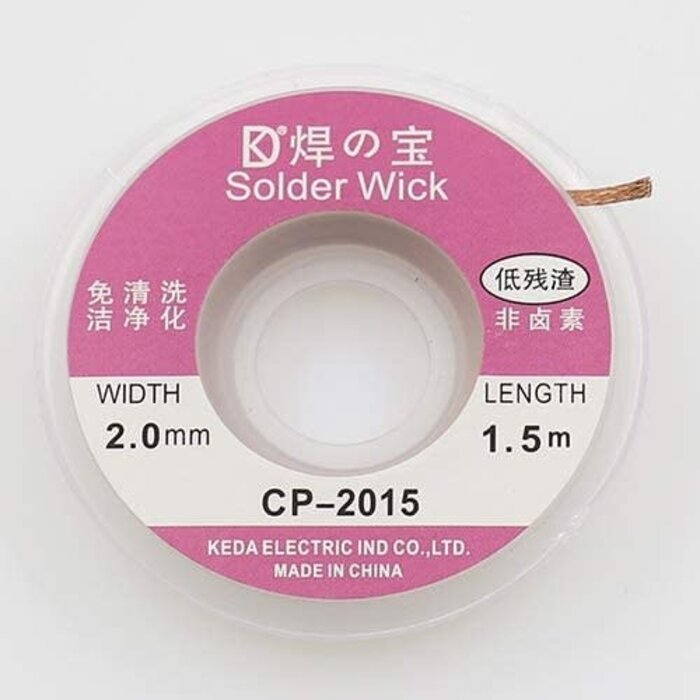 2.0MM-WICK - Envistia 2mm/W - 1.5M/L Desoldering Braid Wick Solder Remover with No Residue Rosin Flux