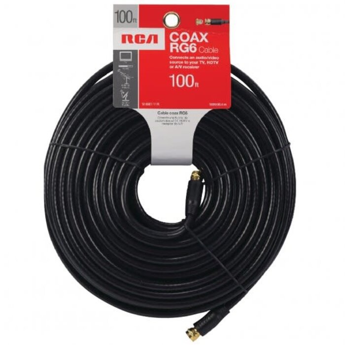 RCA RG6 Coaxial Cable (100ft; Black)