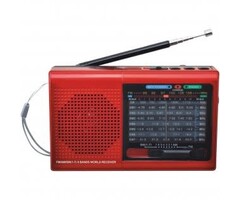SSC1080BTRED - Supersonic® 9-Band (AM/FM/SW 1-7) Rechargeable Radio with Bluetooth® and USB/microSD™ Card Input, SC-1080BT (Red)