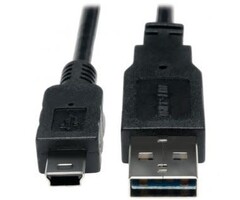 TRPUR030003 - A-Male to Mini B-Male Reversible USB 2.0 Cable, 3ft
