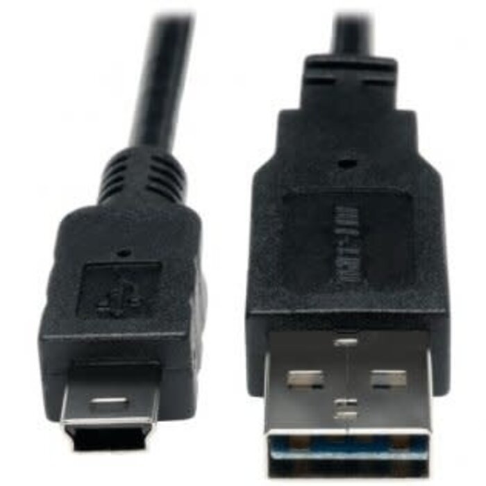 TRPUR030003 - A-Male to Mini B-Male Reversible USB 2.0 Cable, 3ft
