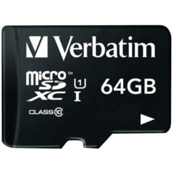Verbatim VTM44084 - Verbatim® 64-GB Class 10, UHS-1 V10 U1 Premium microSDXC™ Memory Card with Adapter, Up to 90 Mbps