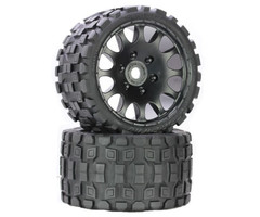 Power Hobby Scorpion Belted Monster Truck Wheels/Tires (pr.), Pre-mounted, Sport Medium Compound 17mm Hex