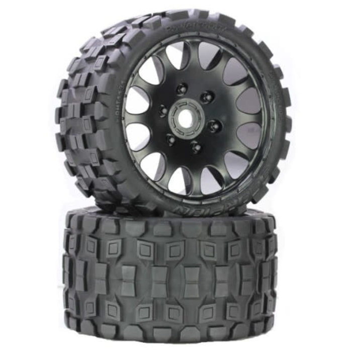 Power Hobby PHBPHT1131S - Scorpion Belted Monster Truck Wheels/Tires (pr.), Pre-mounted, Sport Medium Compound 17mm Hex