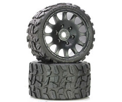 Power Hobby Raptor Belted Monster Truck Wheels/Tires (pr.), Pre-mounted, Race Soft Compound 17mm Hex